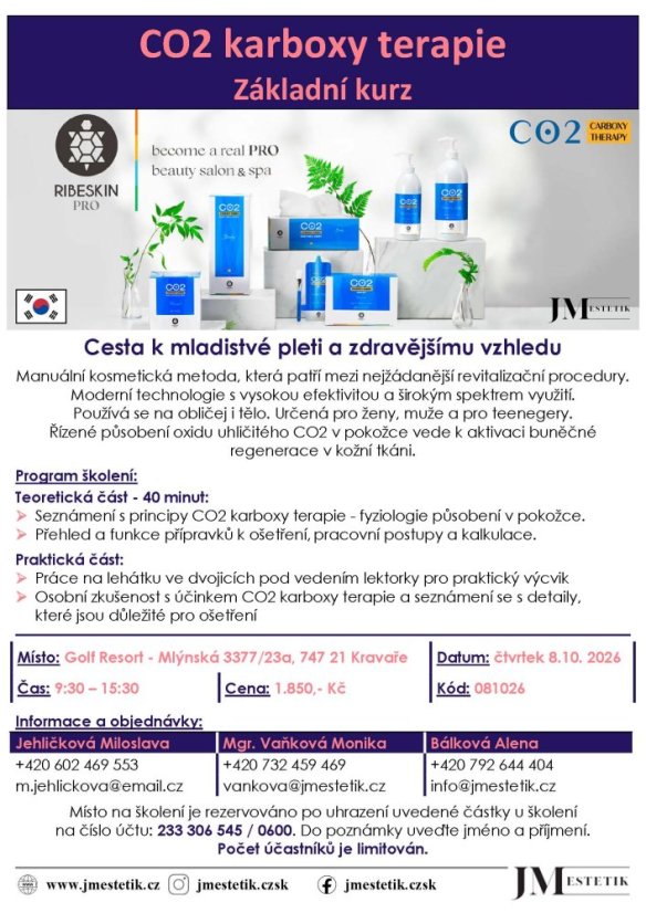 Školení - Ribeskin - CO2 karboxy terapie - 8.10. 2026