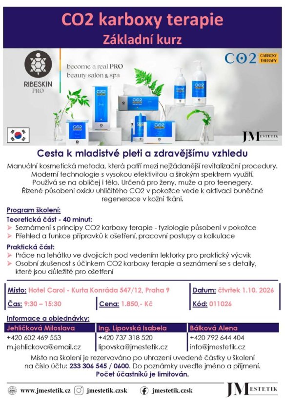 Školení - Ribeskin - CO2 karboxy terapie - 1.10. 2026