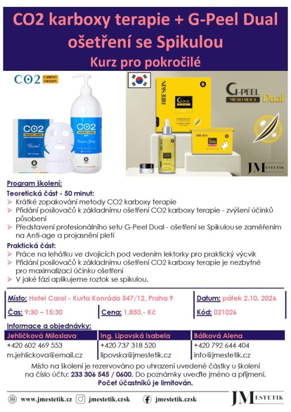 Školení - Ribeskin - CO2 karboxy terapie + G-peel - 2.10. 2026