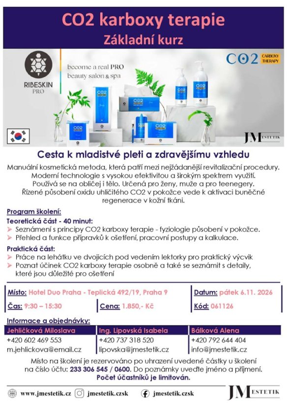 Školení - Ribeskin - CO2 karboxy terapie - 6.11. 2026