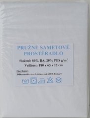 Pružné sametové prostěradlo - 180 x 63 x 12 cm - 1 ks