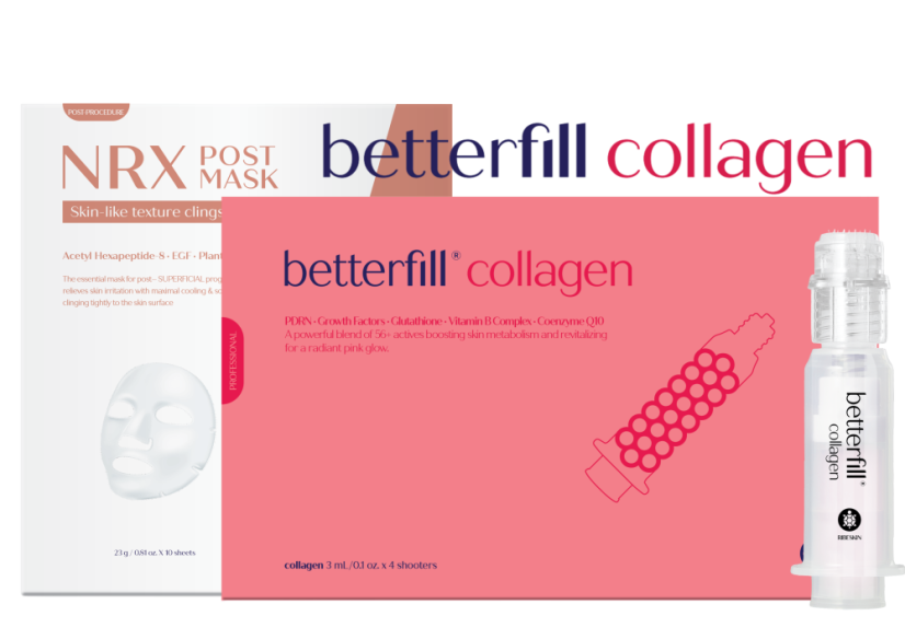 Betterfill collagen (4 x 3 ml stříkačka / 4 x 0,5 mm aplikátor / 10 x NRX Post maska)